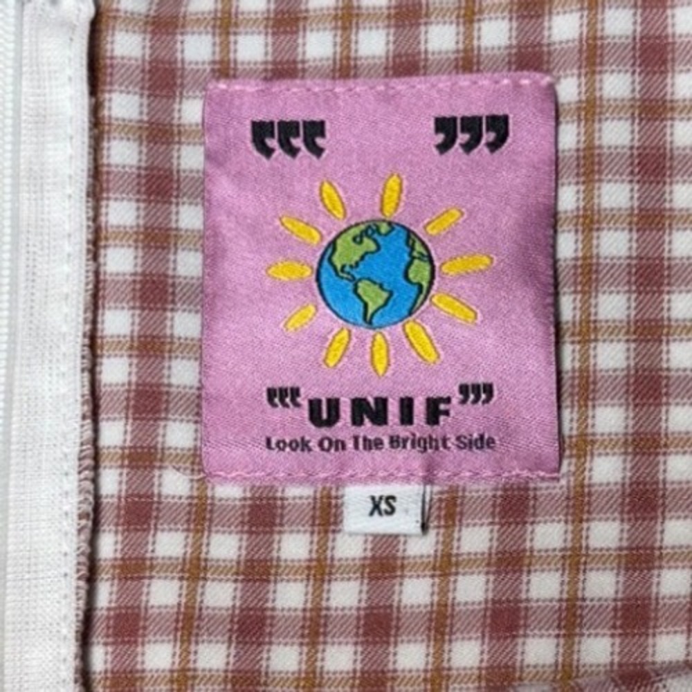 UNIF Polly Dress XS Pink Gingham Mini Coquette Cottagecore Babydoll Y2K Plaid - Picture 6 of 7